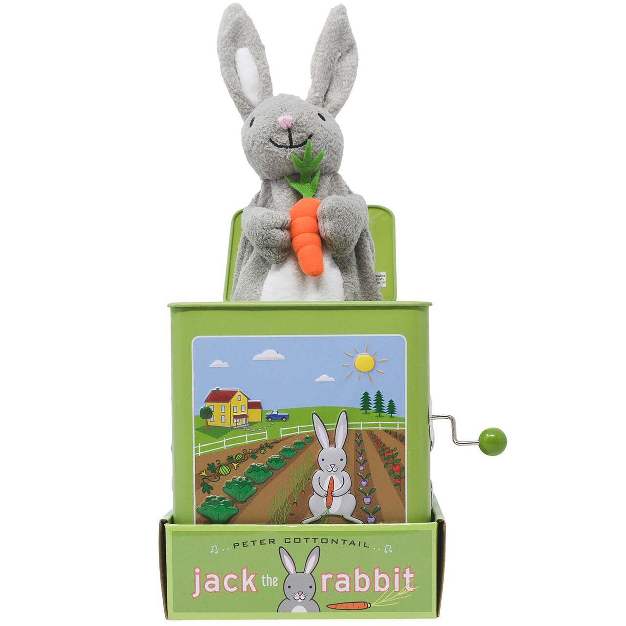 Jack Rabbit Creations Bunny Jack in the Box Toy | Ages 3+ Classic Tin Toy with Soft Pop Up | Plays Peter Cottontail Song